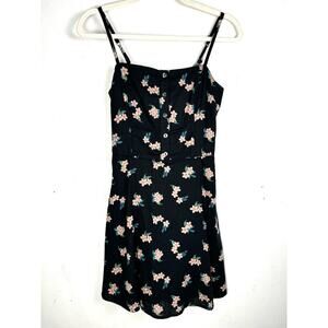 Hollister Preppy Beachy Dark Floral Cottagecore Casual Mini Square Neck Dress